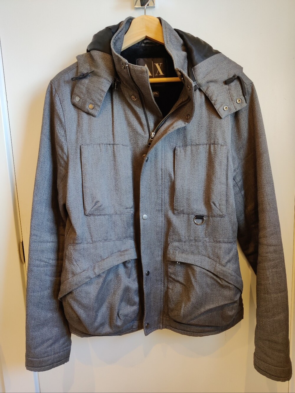 A/X Armani Exchange Men's Gray Hooded Jacket